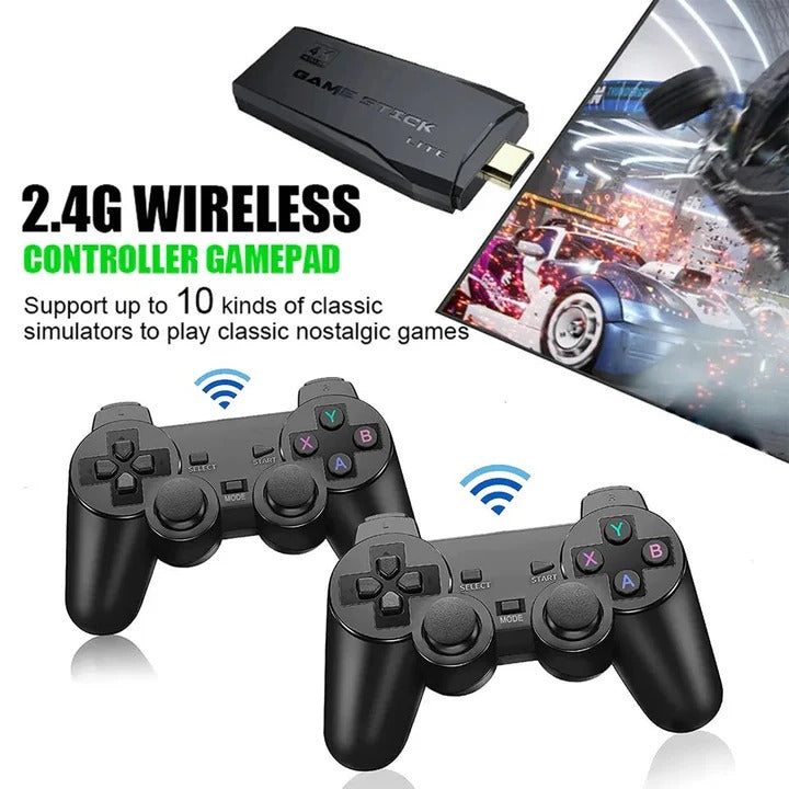 64GB Storage Game Console Stick with 2 Wireless Controllers via HDMI