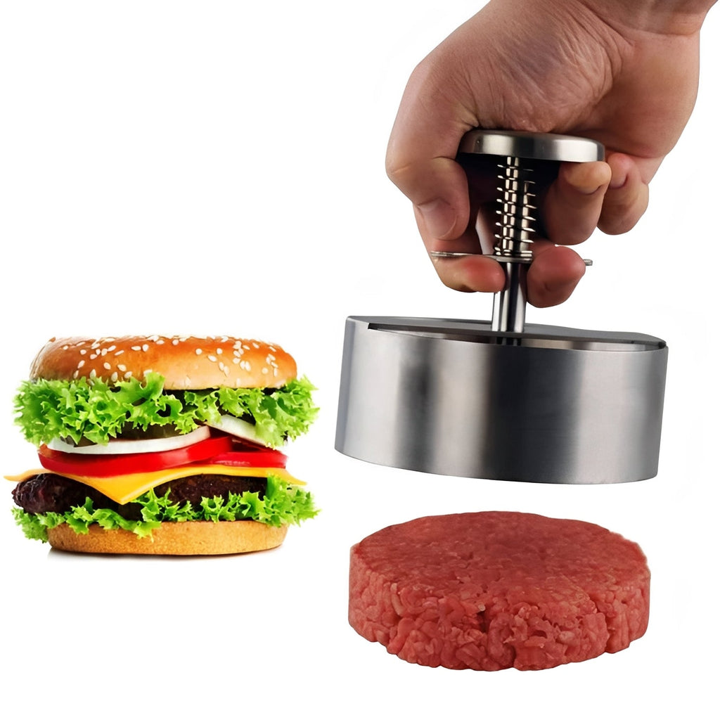 Burger Patty Maker in Stainless Steel for Grilling and Barbecue