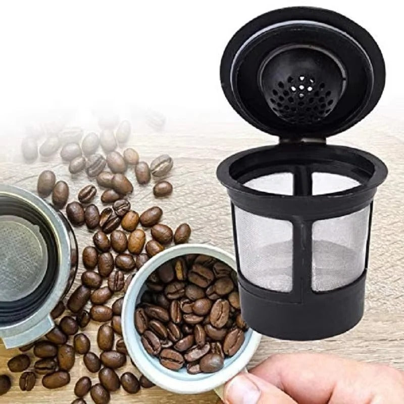 3-Pack of Reusable Coffee Pods in Stainless Steel with Spoon
