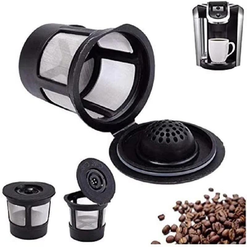3-Pack of Reusable Coffee Pods in Stainless Steel with Spoon