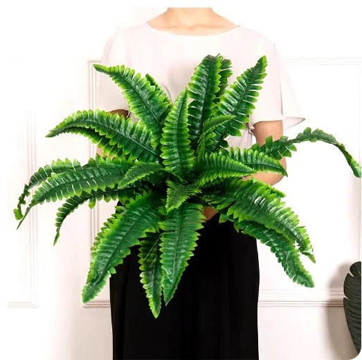 Riafu UV Resistant Artificial Boston Fern – Lifelike Outdoor & Indoor Hanging Plant
