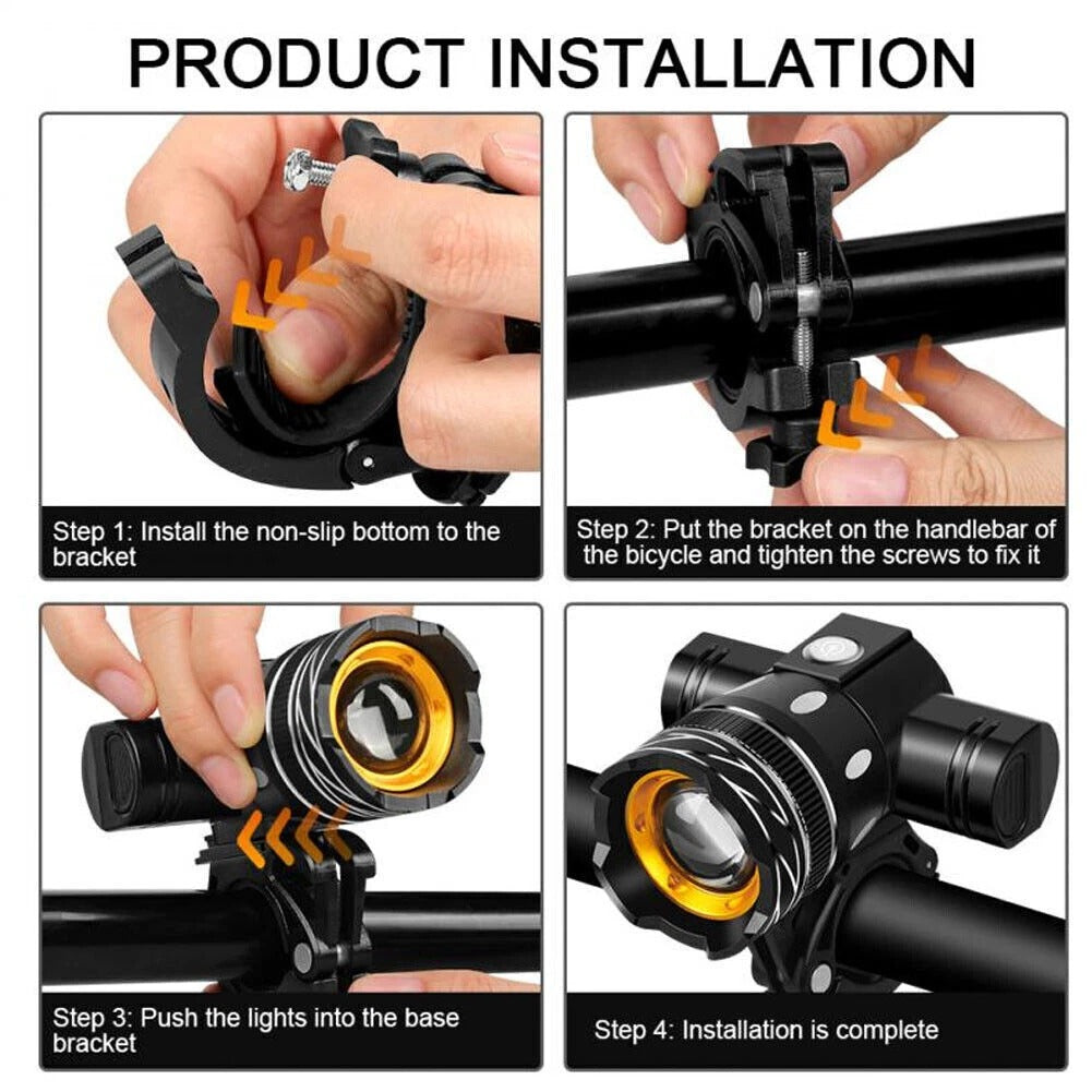 Riafu Brightest LED Bike Headlight – Powerful Front Bicycle Light for Night Cycling Safety