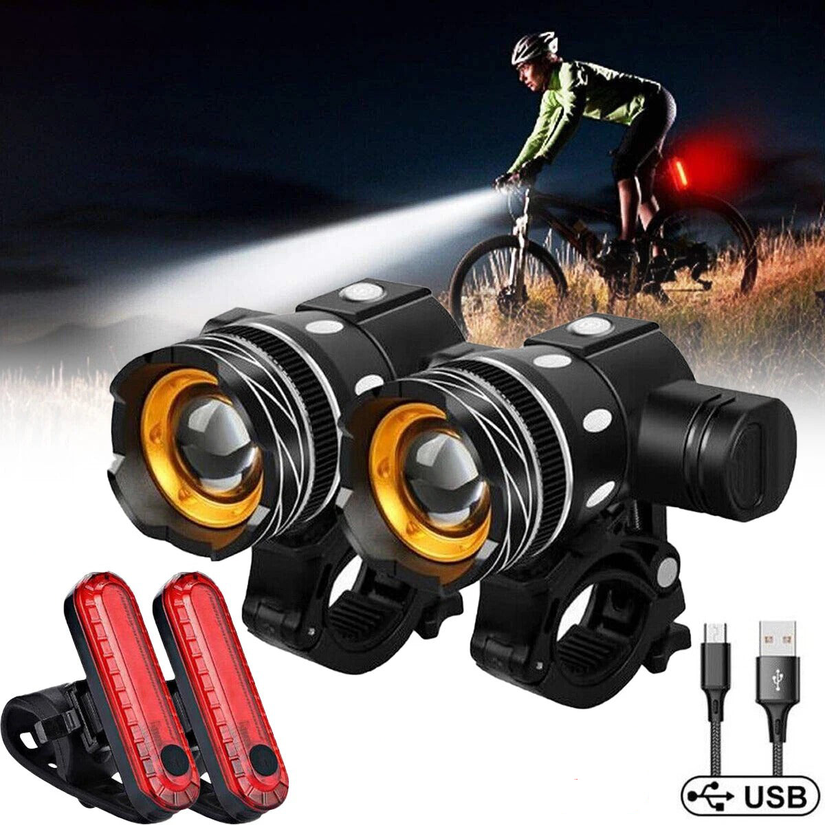 Riafu Brightest LED Bike Headlight – Powerful Front Bicycle Light for Night Cycling Safety