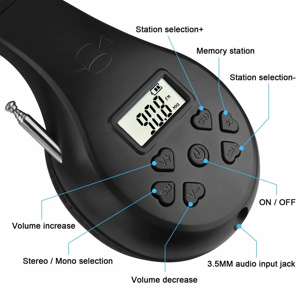 Riafu Headphones With FM Radio And Bluetooth