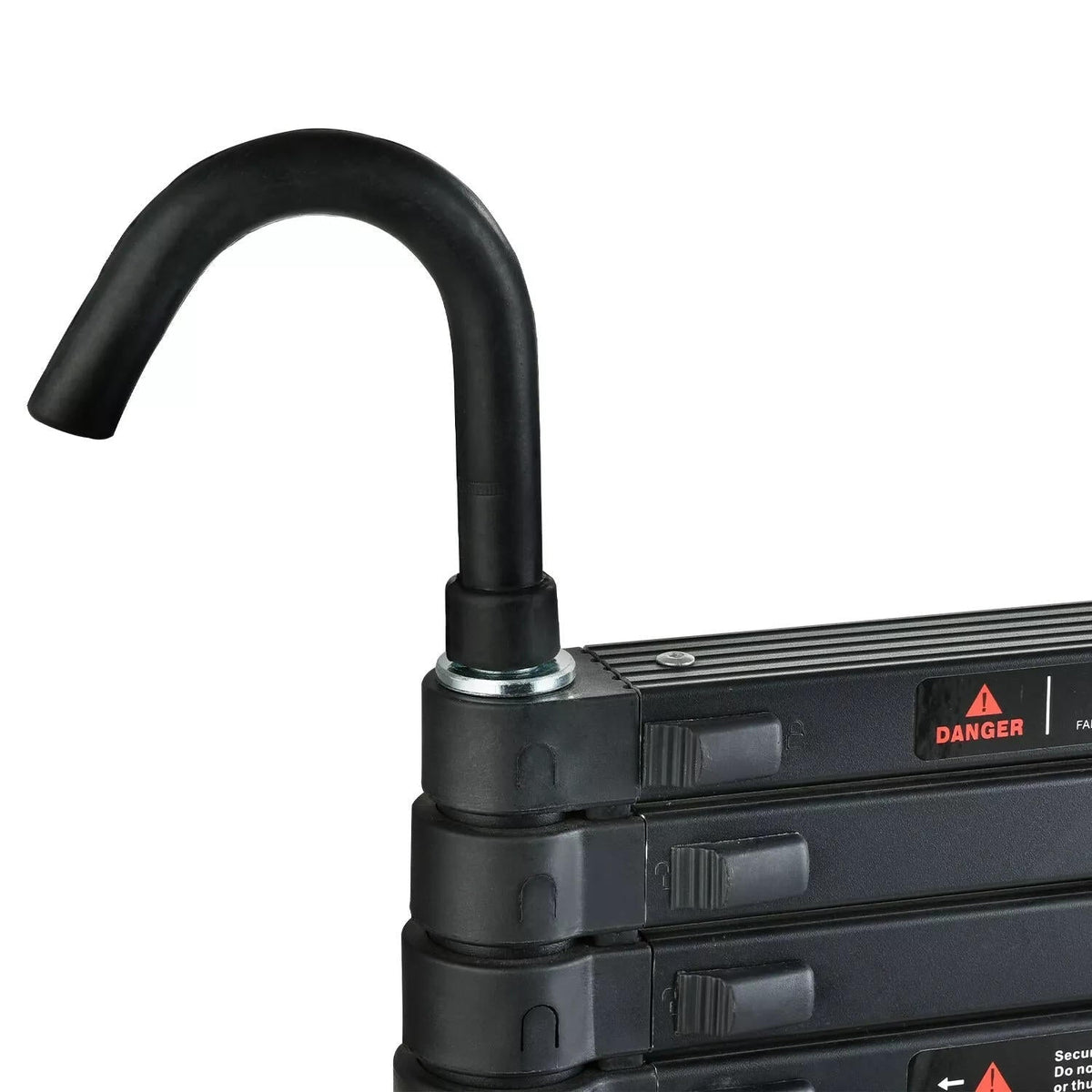 Riafu Telescoping Ladder Compact Extension Aluminum with 2 Detachable Roof Hooks