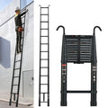 Riafu Telescoping Ladder Compact Extension Aluminum with 2 Detachable Roof Hooks