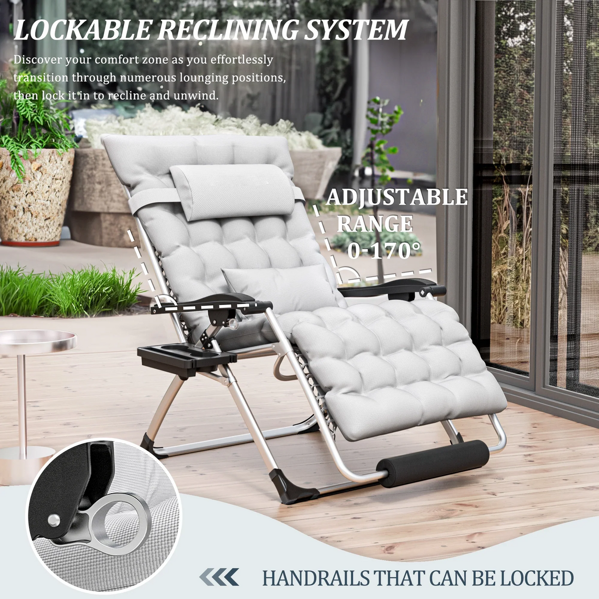 Riafu Portable Folding Lounge Chair – Heavy-Duty Outdoor Recliner with 500LB Capacity