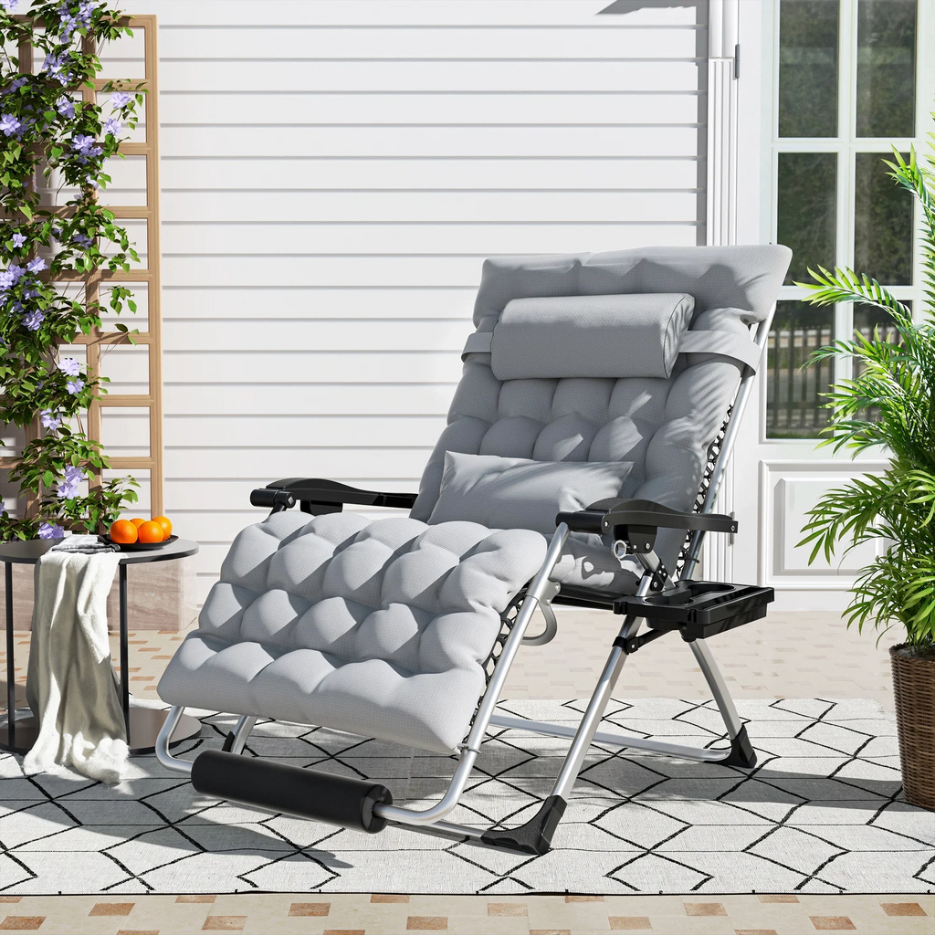 Riafu Outdoor Lounge Chair for Back Pain – Reclining Folding Chair, 500LB Support