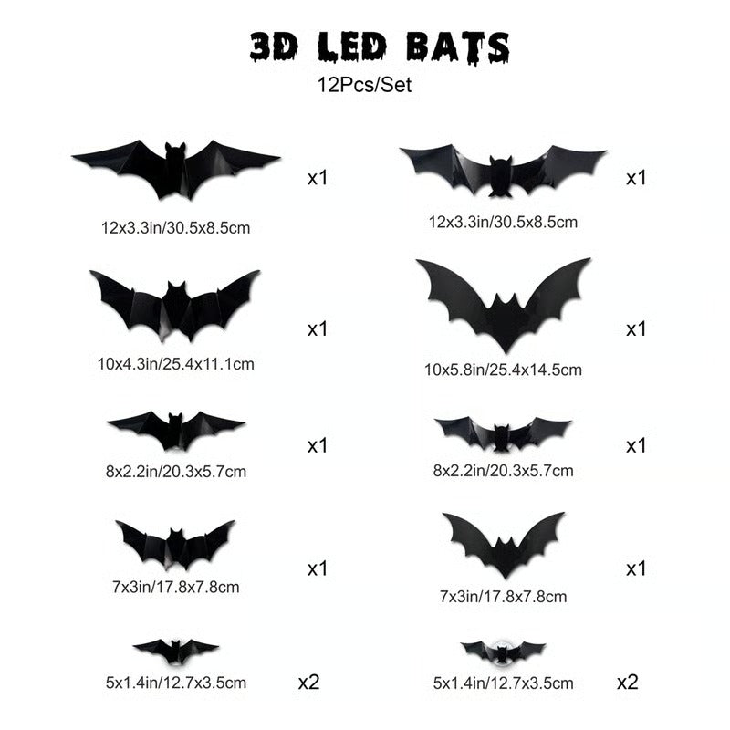 Riafu – Glowing 3D Bats for Enchanted Walls (12 Pcs Set)