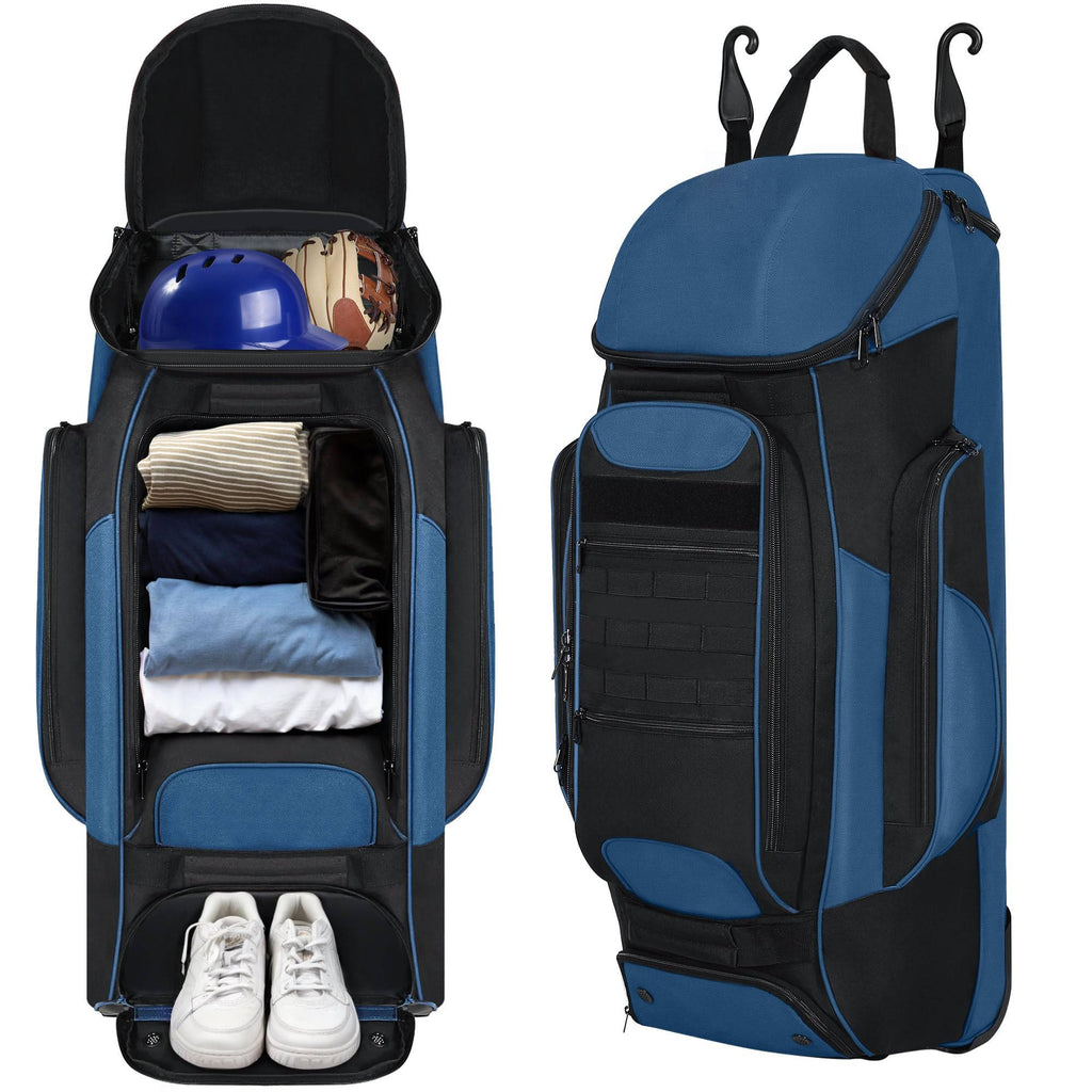 Riafu Baseball Catcher Bag with Wheels