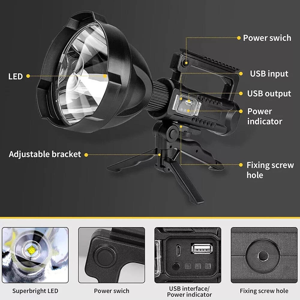 Riafu Super Bright LED Searchlight Handheld Flashlight