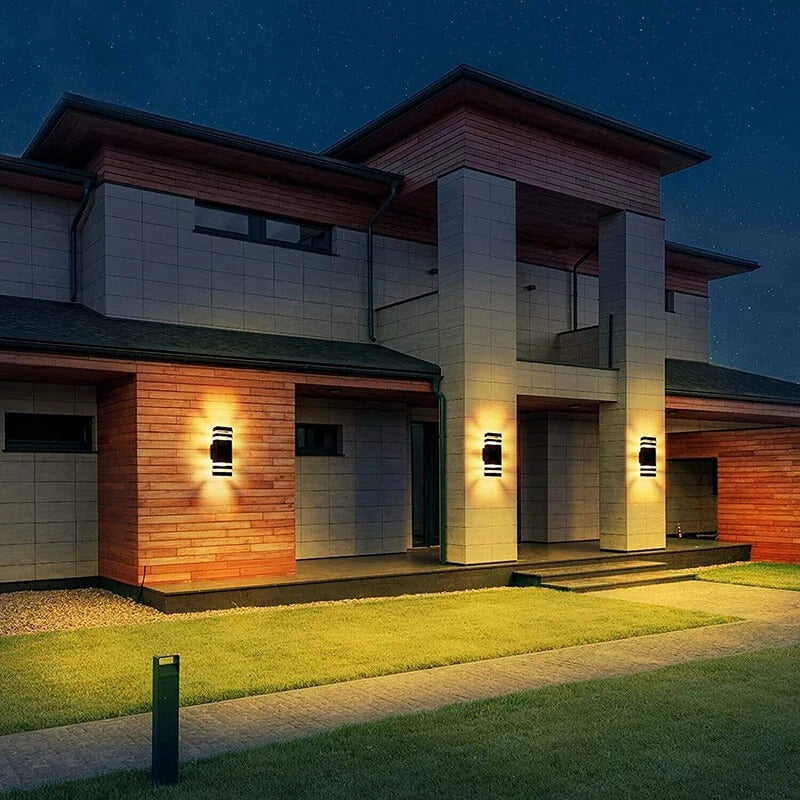 Riafu Outdoor Led Wall Light 2 Pack - Modern Up Down Sconce, Porch, Waterproof, Black