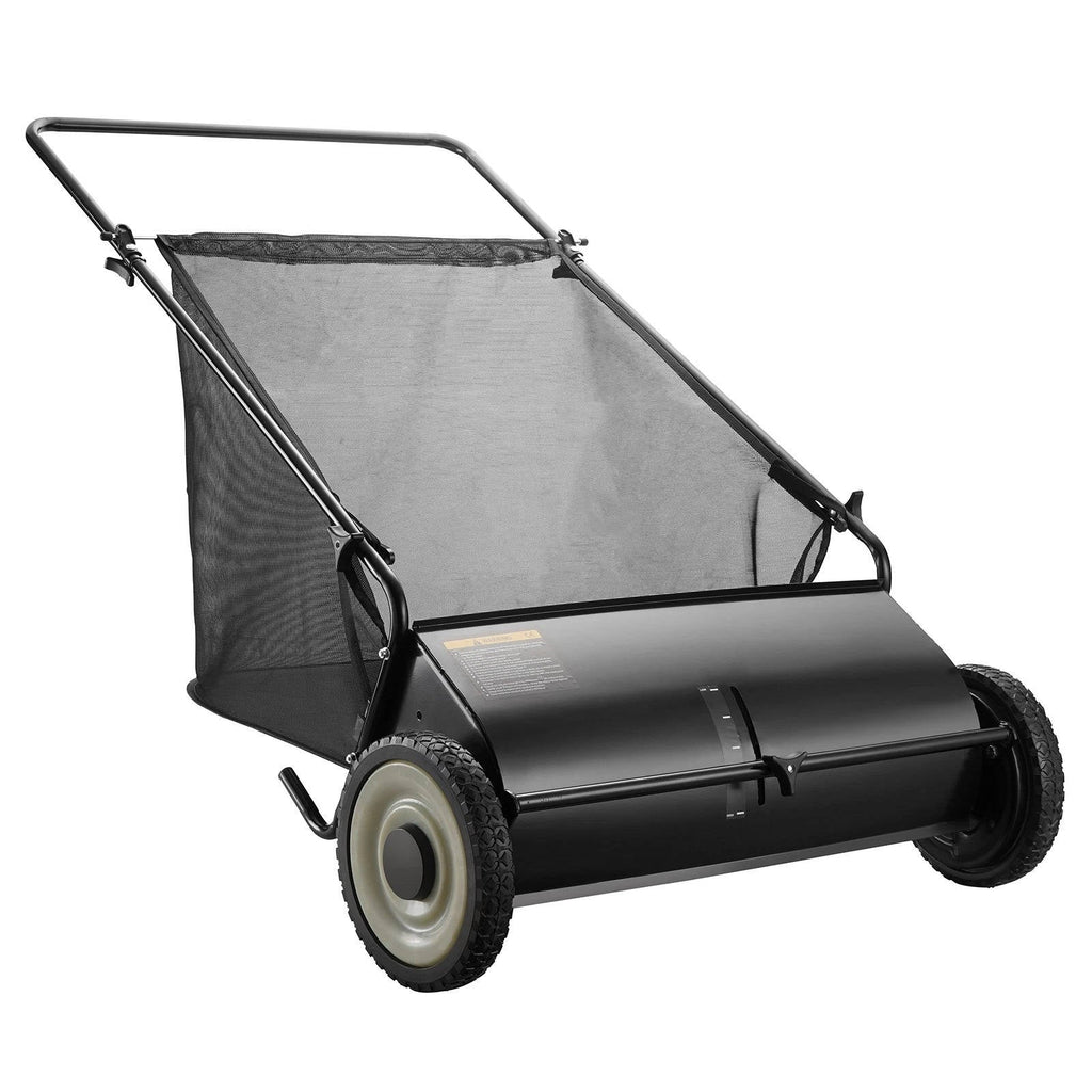 Riafu Push Lawn Sweeper 26 Inch 7 Cu Ft Leaf Collector with Adjustable Height Manual Grass Sweeper for Yard Garden