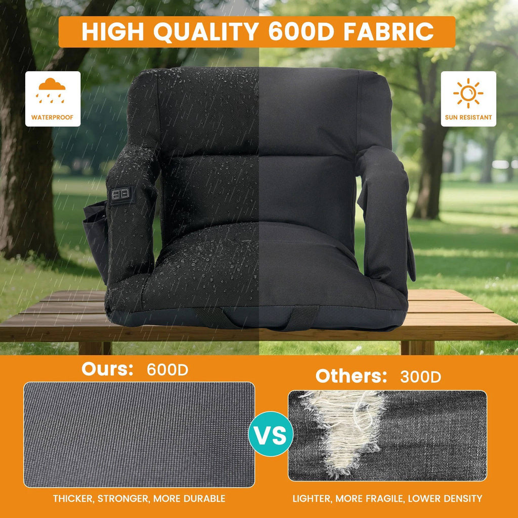 Riafu Stadium Seat with Heat & Back Support – Portable Padded Bleacher Cushion Chair