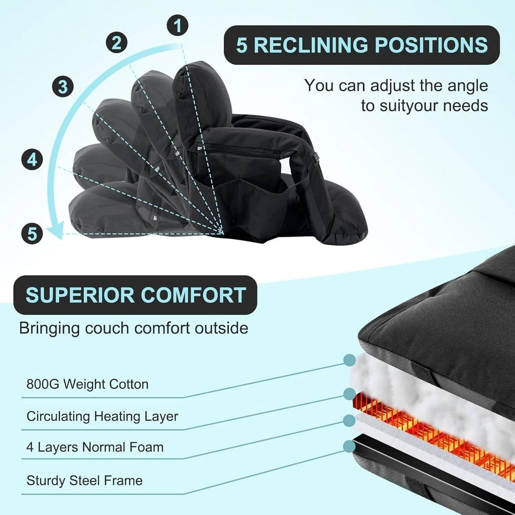 Riafu Stadium Seat with Heat & Back Support – Portable Padded Bleacher Cushion Chair