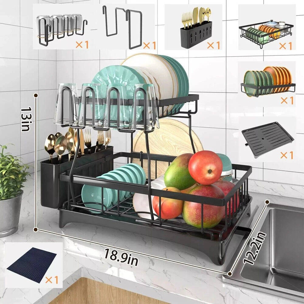 Riafu Over Sink Dish Drying Rack 2 Tier
