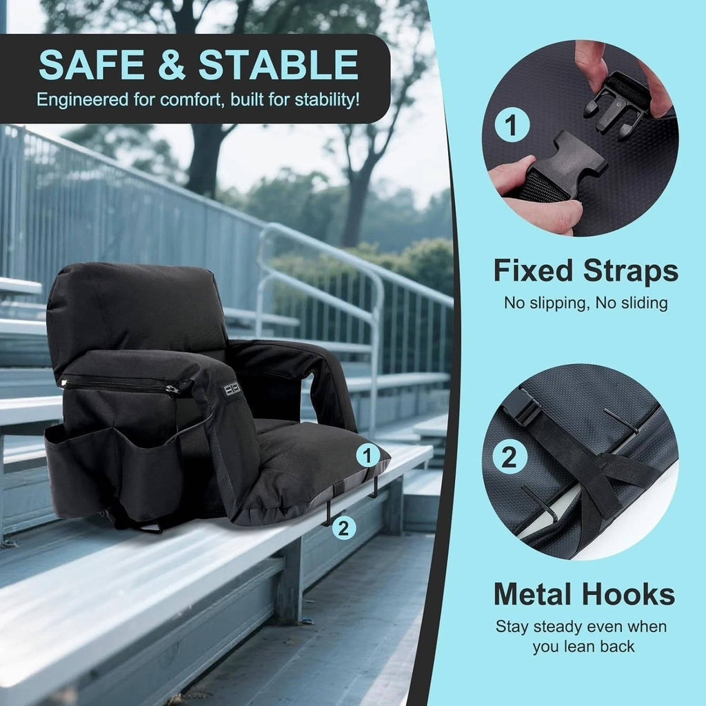 Riafu Stadium Seat with Heat & Back Support – Portable Padded Bleacher Cushion Chair
