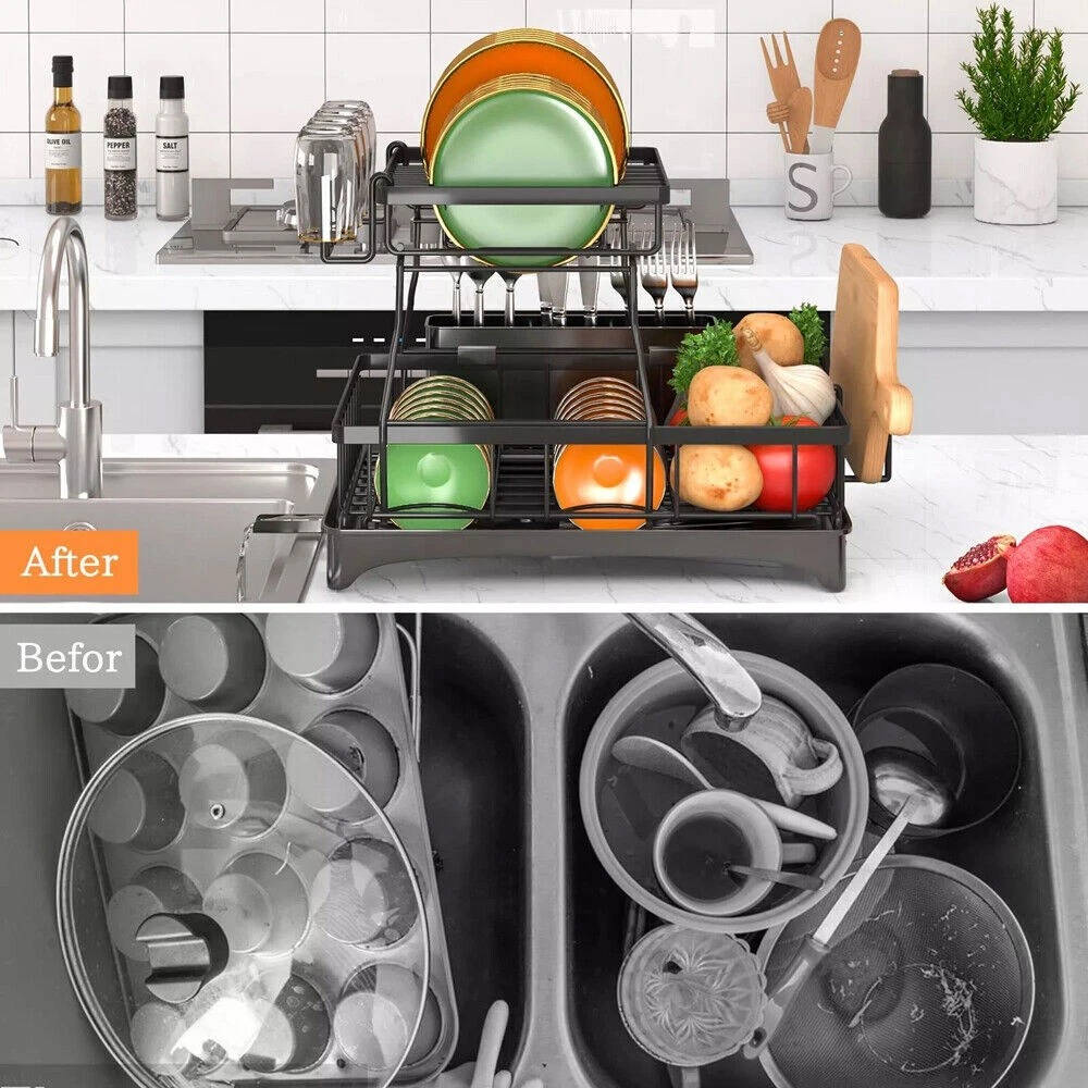 Riafu Over Sink Dish Drying Rack 2 Tier
