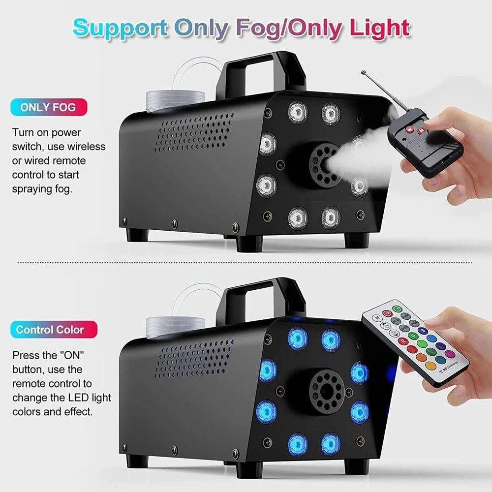 Riafu Smoke Machine W/ 13 Colorful LED Lights Effect
