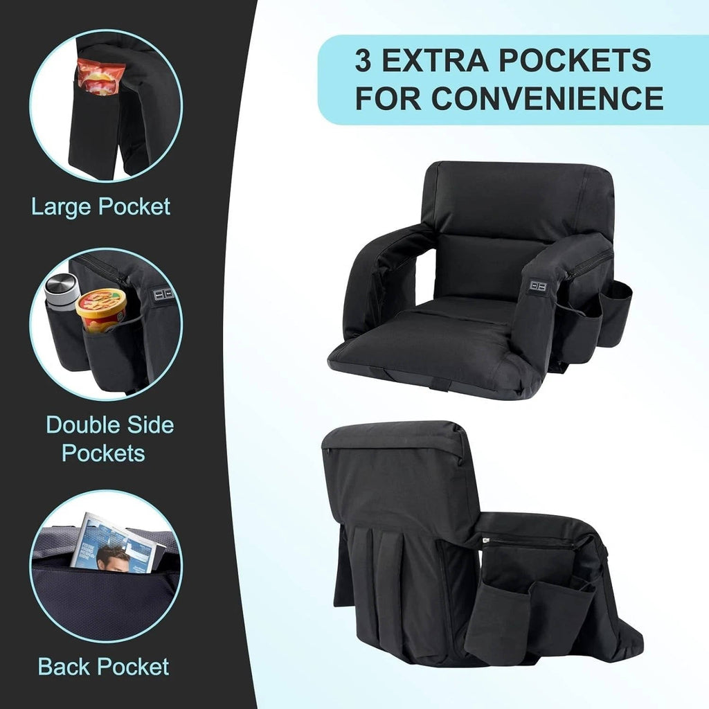 Riafu Stadium Seat with Heat & Back Support – Portable Padded Bleacher Cushion Chair