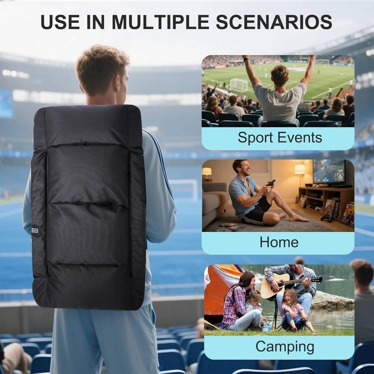 Riafu Stadium Seat with Heat & Back Support – Portable Padded Bleacher Cushion Chair