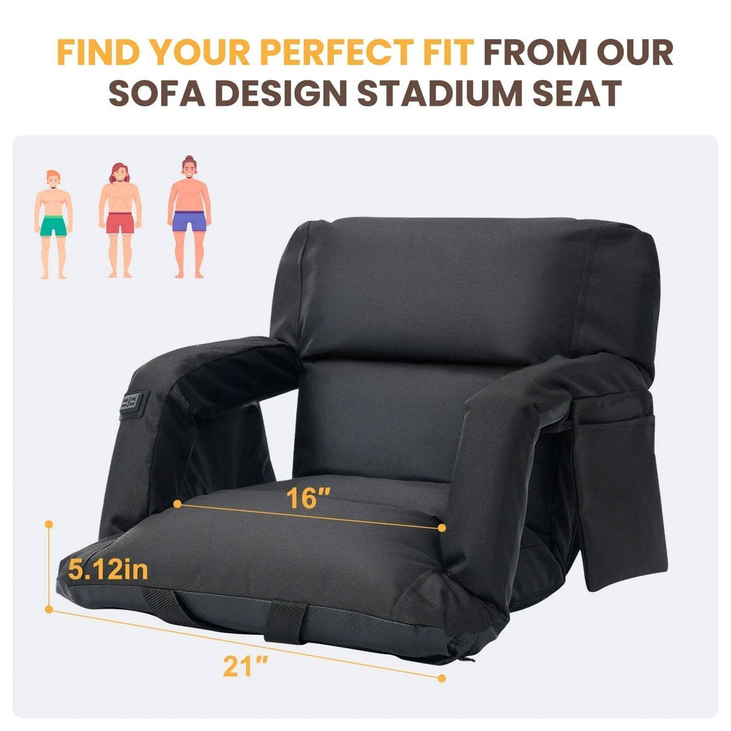 Riafu Stadium Seat with Heat & Back Support – Portable Padded Bleacher Cushion Chair