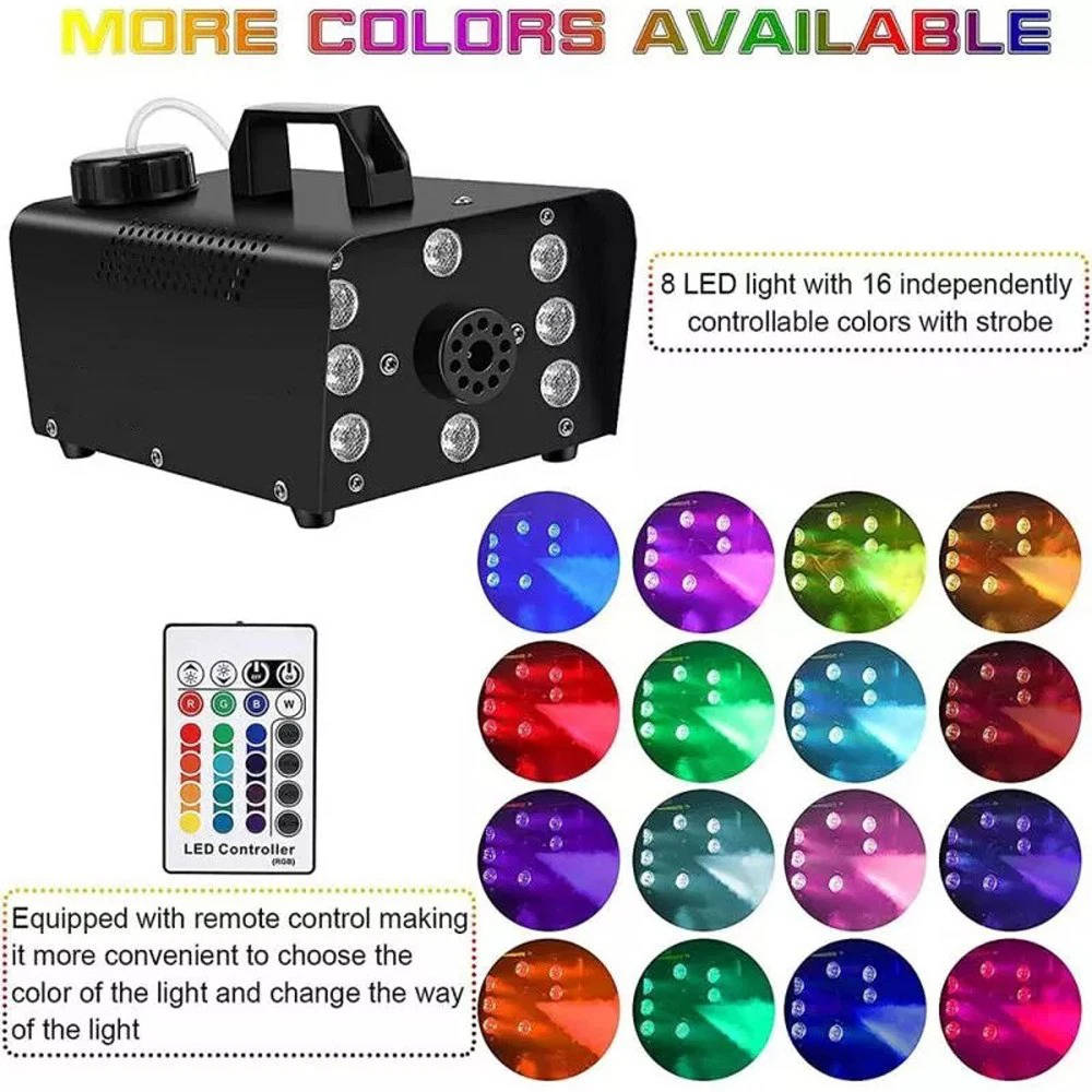 Riafu Smoke Machine W/ 13 Colorful LED Lights Effect