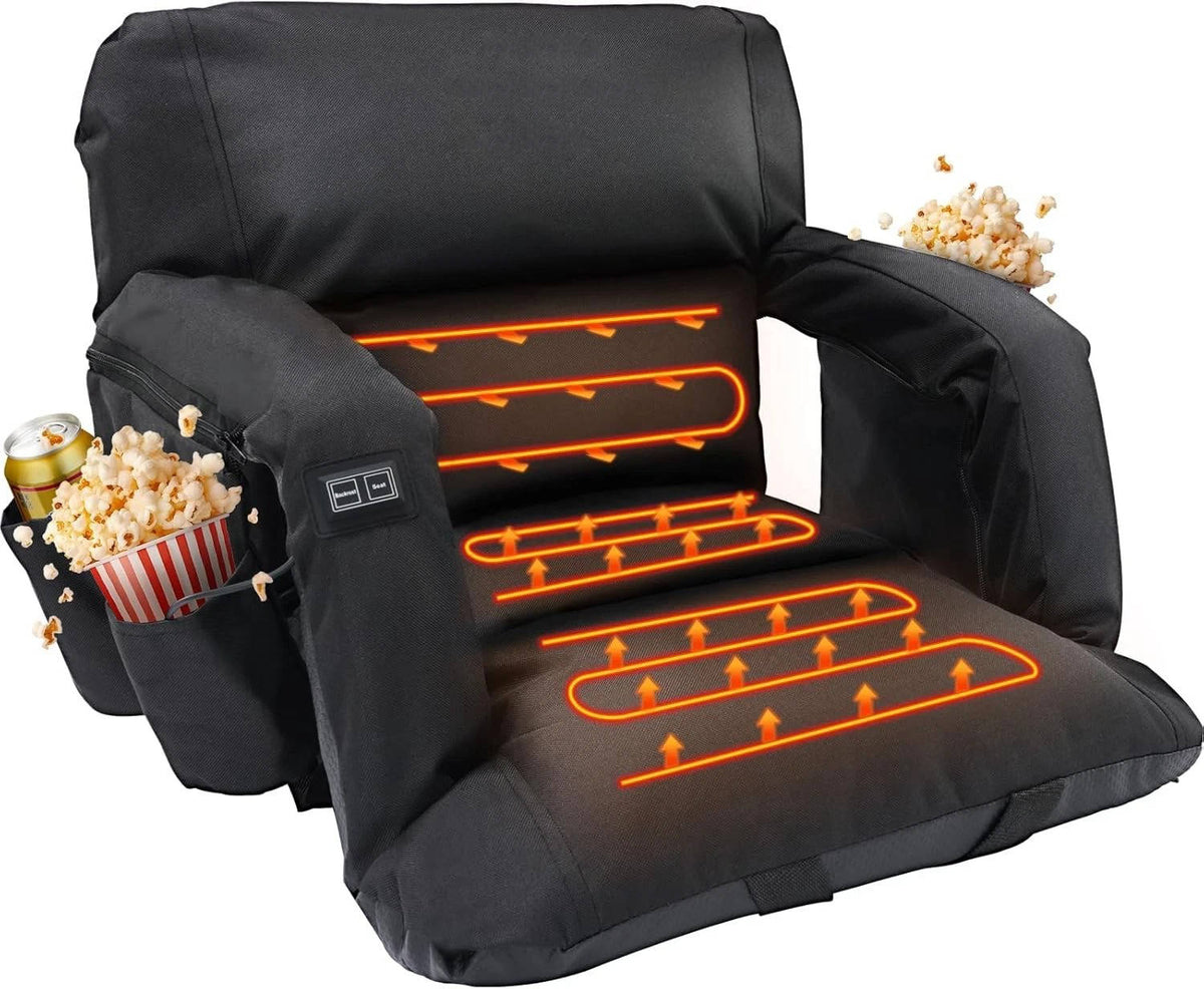 Riafu Stadium Seat with Heat & Back Support – Portable Padded Bleacher Cushion Chair