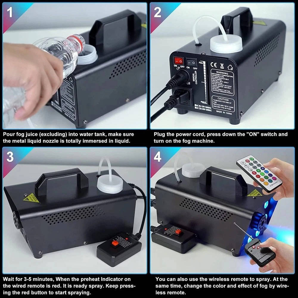 Riafu Smoke Machine W/ 13 Colorful LED Lights Effect