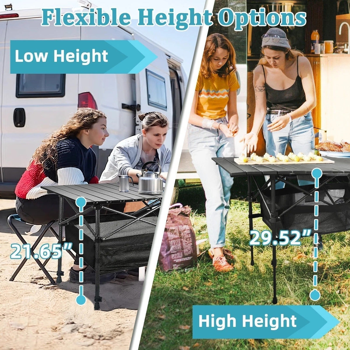 Riafu Camping Table Foldable with Storage