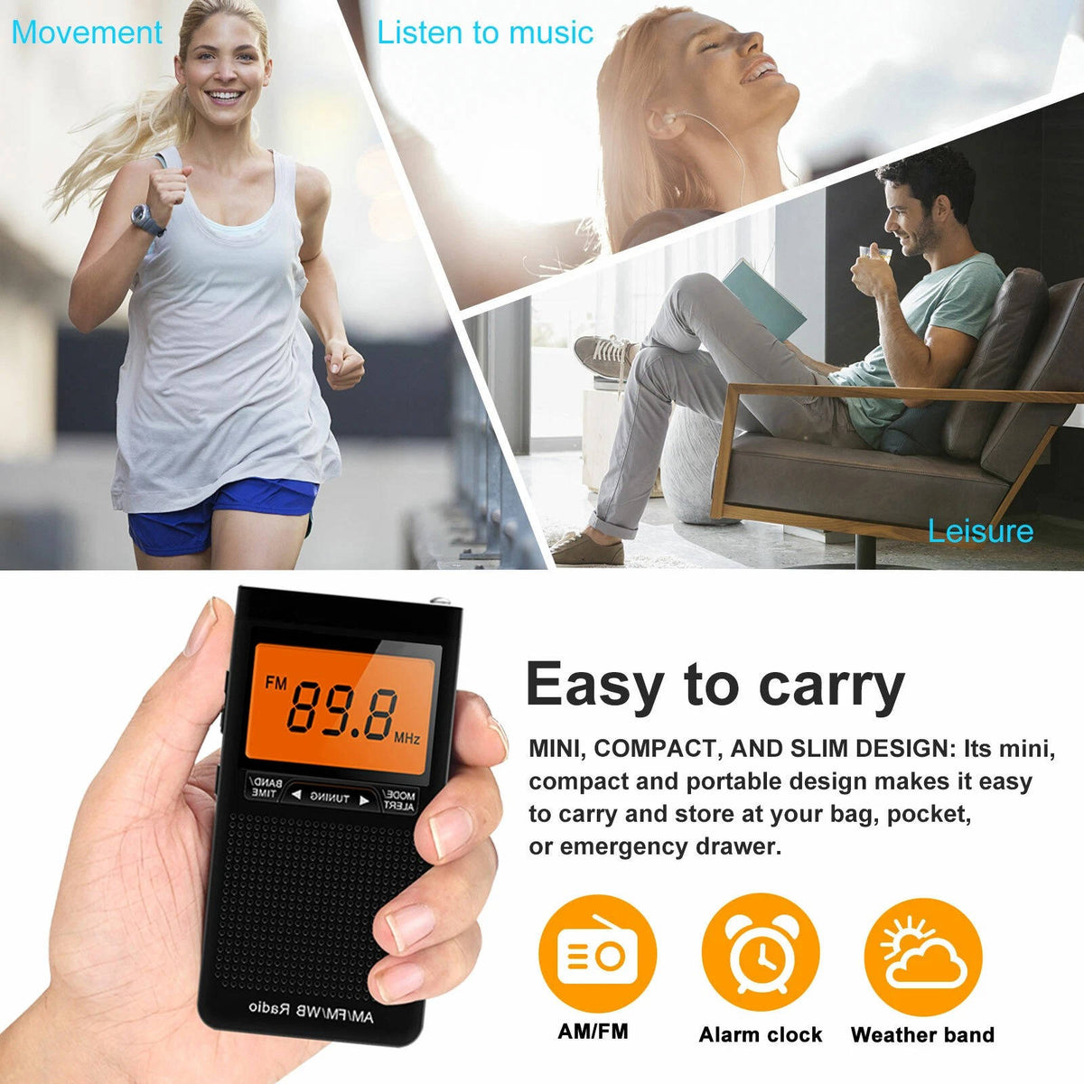 Riafu Portable Pocket Radios AM FM