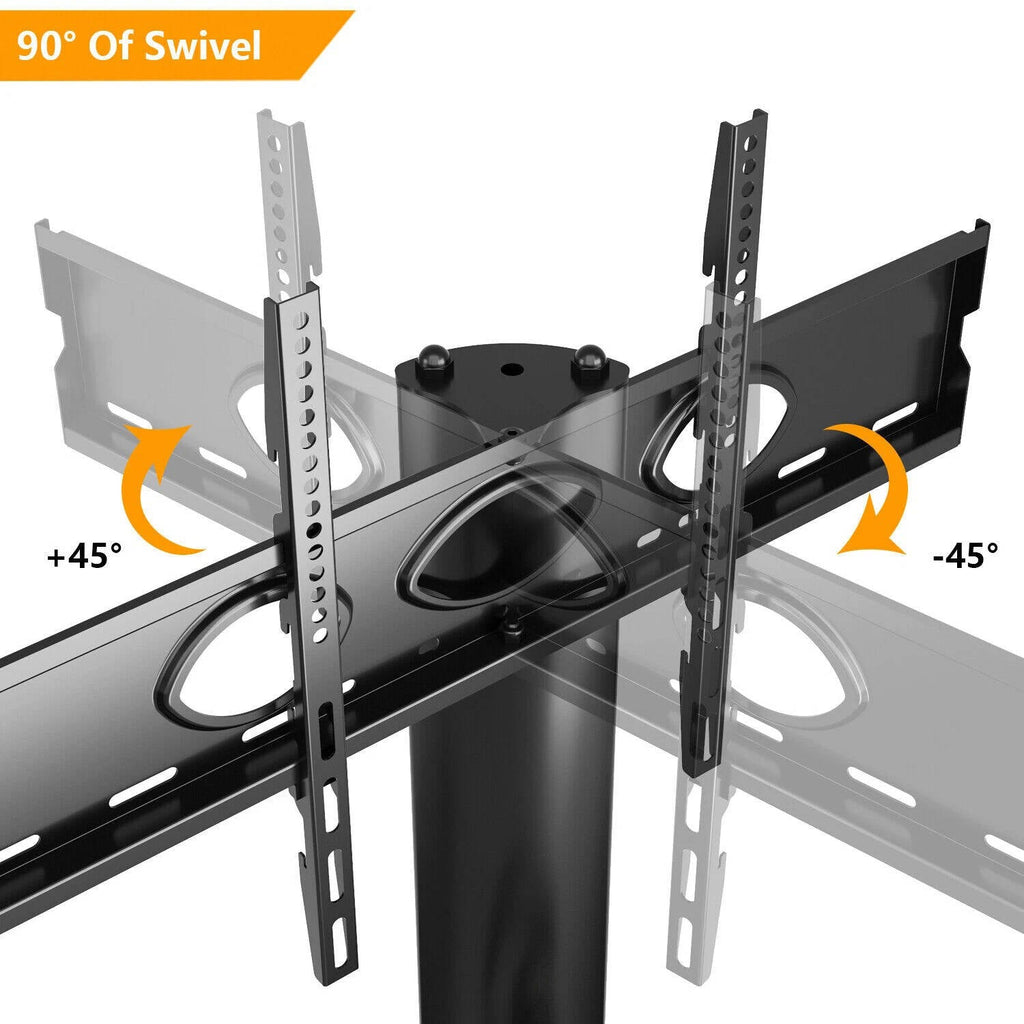 Riafu Glass Floor TV Stand with Swivel Mount for 32 to 70 inch Flat Screen TVS