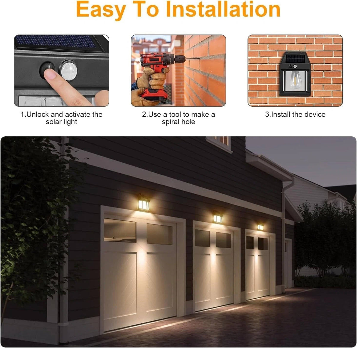 Riafu LED Solar Wall Lights Outdoor Garden Lamp