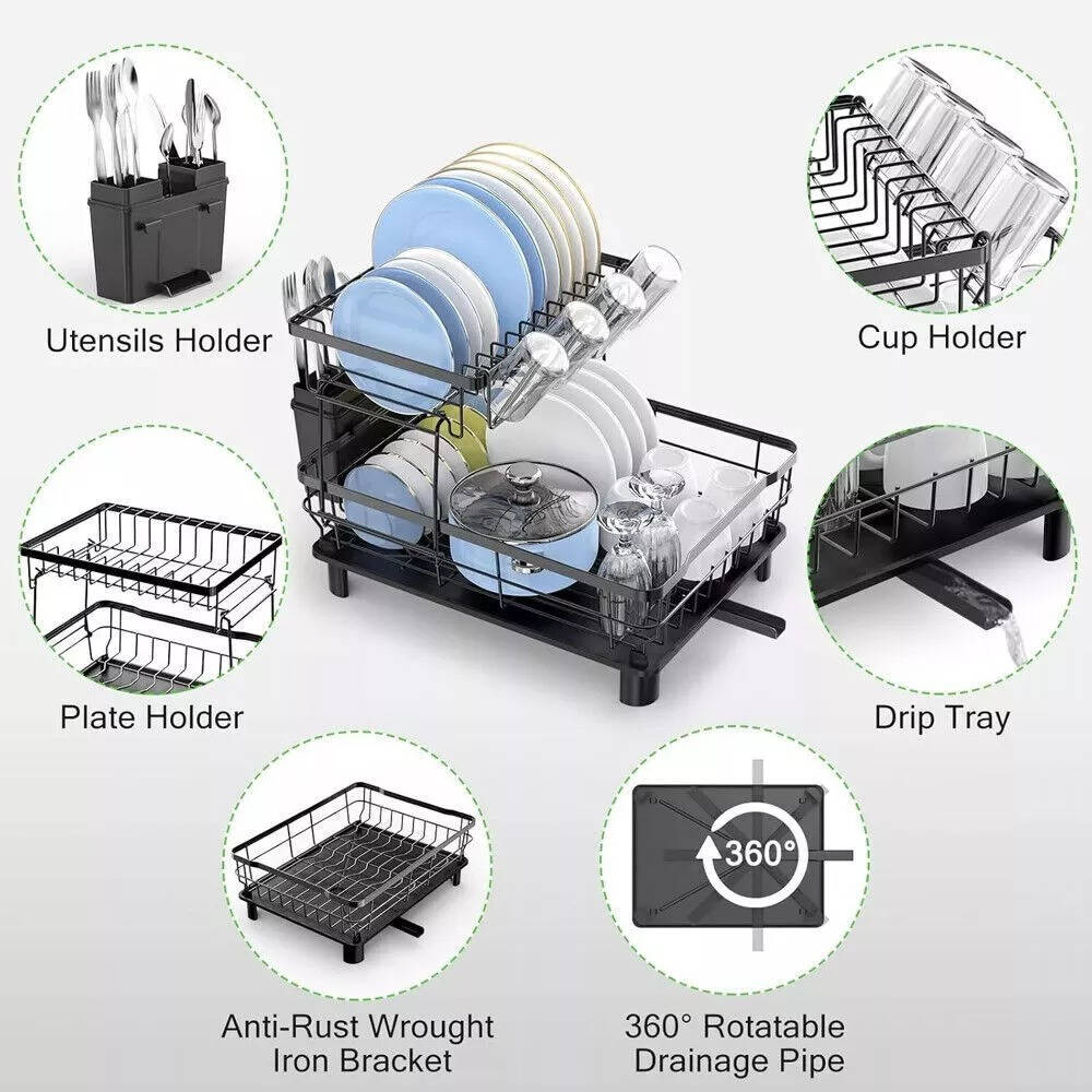Riafu Over Sink Dish Drying Rack 2 Tier