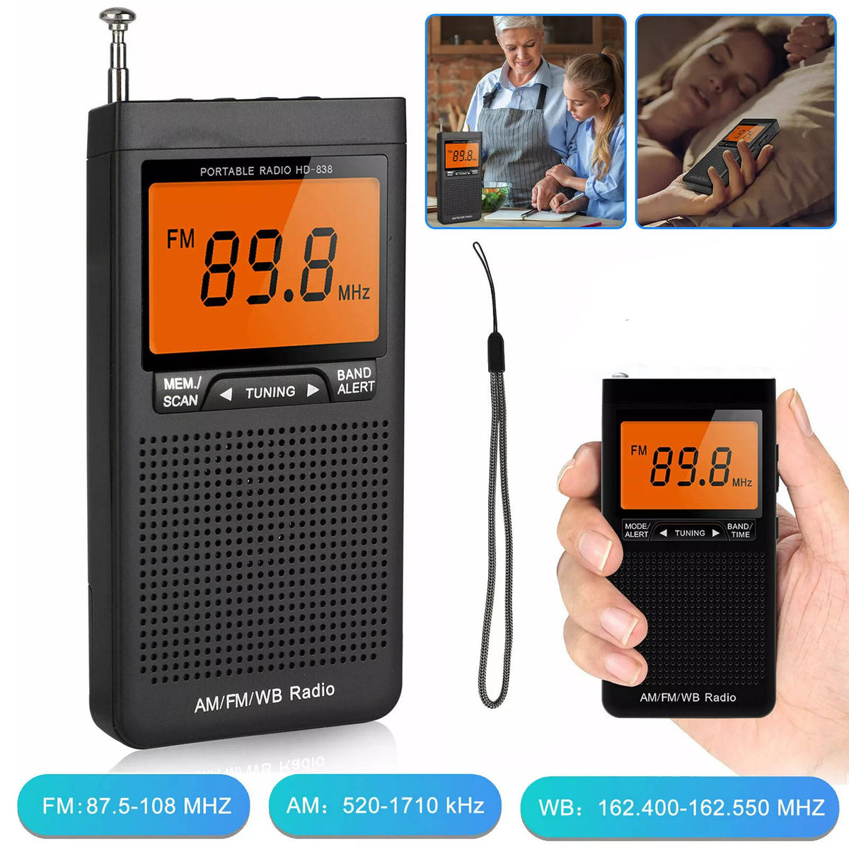 Riafu Portable Pocket Radios AM FM