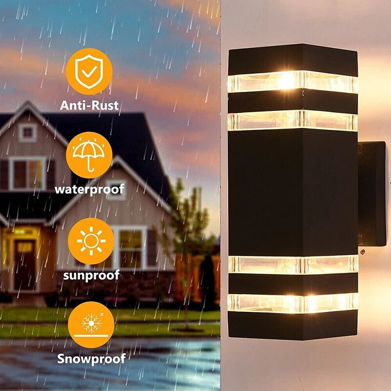 Riafu Outdoor Led Wall Light 2 Pack - Modern Up Down Sconce, Porch, Waterproof, Black