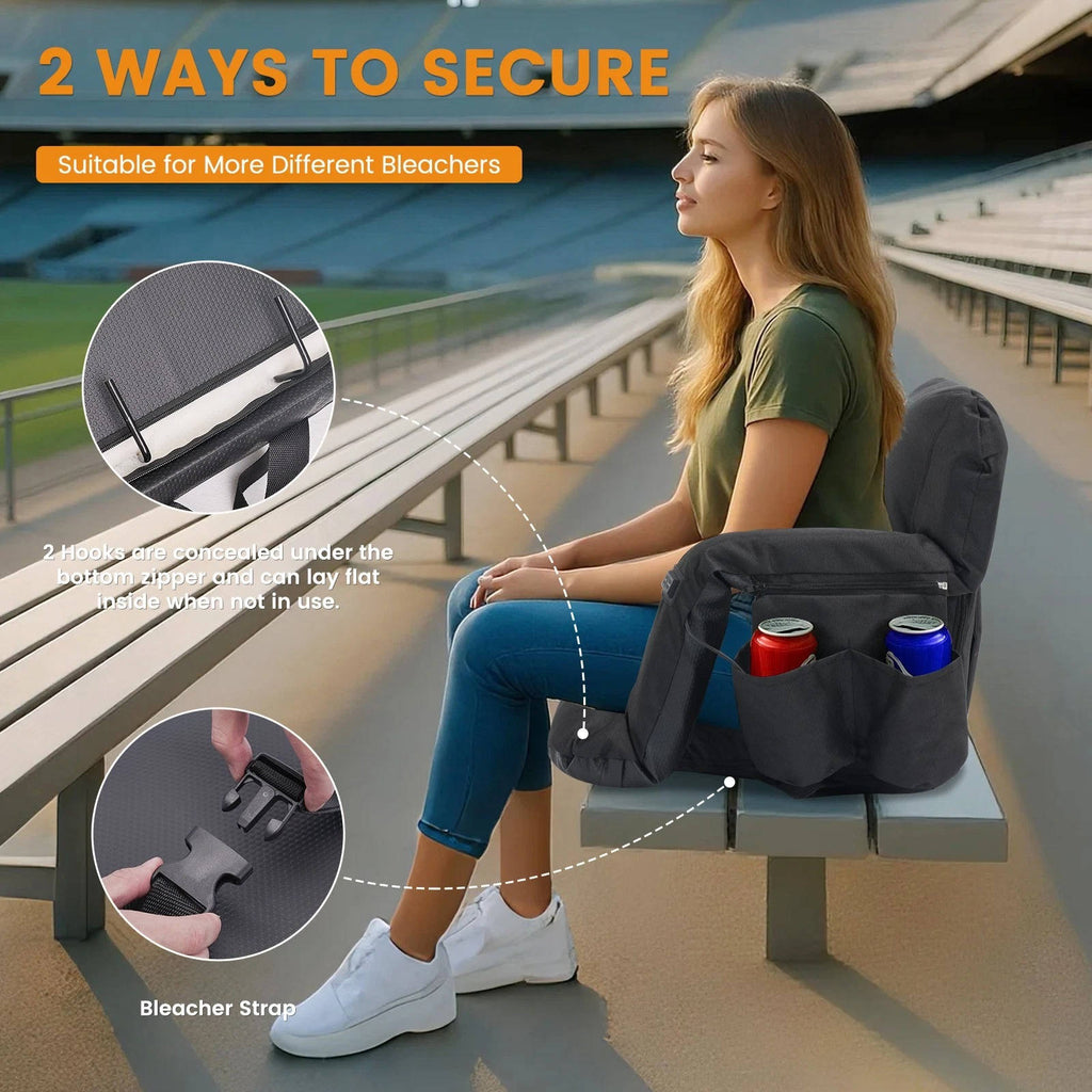Riafu Stadium Seat with Heat & Back Support – Portable Padded Bleacher Cushion Chair