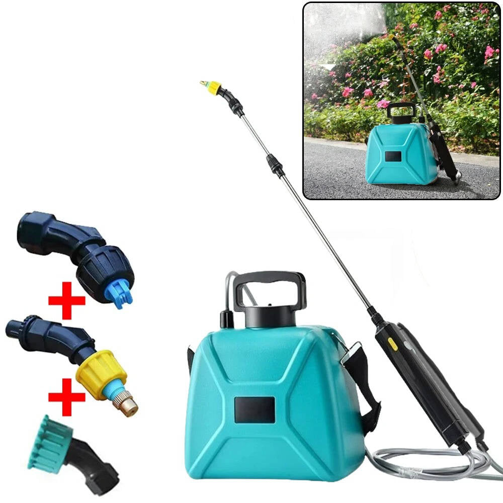 Riafu Rechargeable Electric Garden Sprayer 5L, Battery Powered Plant Sprayer with 3 Nozzles