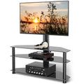 Riafu Glass Floor TV Stand with Swivel Mount for 32 to 70 inch Flat Screen TVS