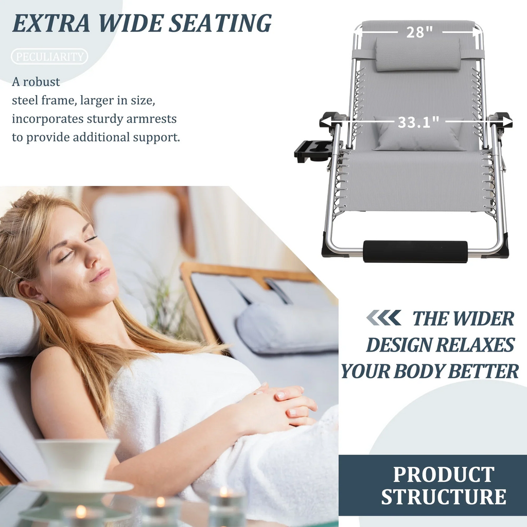 Riafu Portable Folding Lounge Chair – Heavy-Duty Outdoor Recliner with 500LB Capacity