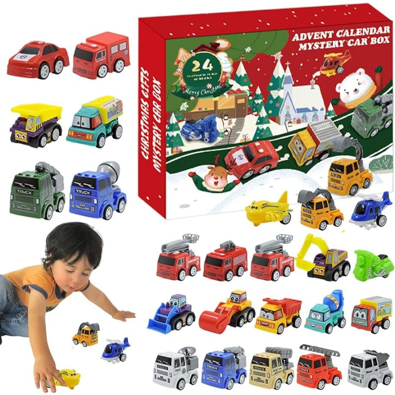 Calendar of 24 Colorful Pull Back Cars for Daily Racing Surprises Before Christmas