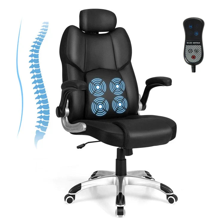 Riafu Ergonomic Office Chair with Kneading Massage & Adjustable Headrest – Reclining, Padded Seat