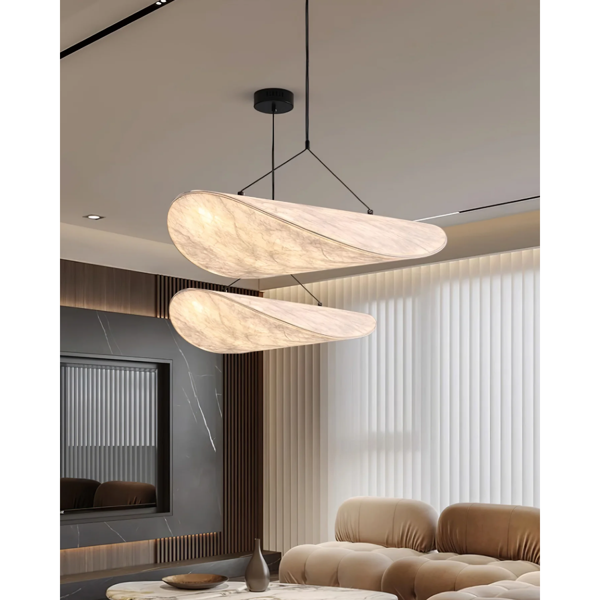 Pendant Light for the Living Room, Bedroom, and Above the Table with a Minimalist Textured Shade