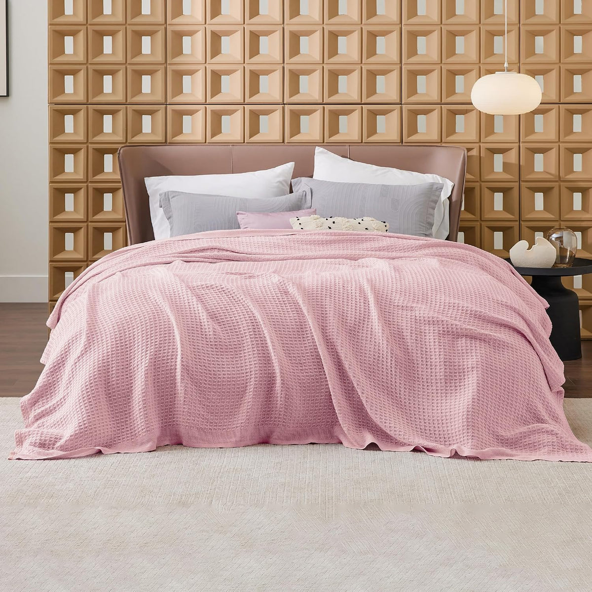 Riafu – 100% Cotton Queen Blanket with Cooling Waffle Weave | Soft & Breathable for Summer Comfort