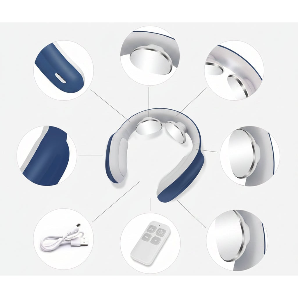 Neck and Nape Massager with Electrical Stimulation, Heating, and Remote Control, Back Massager