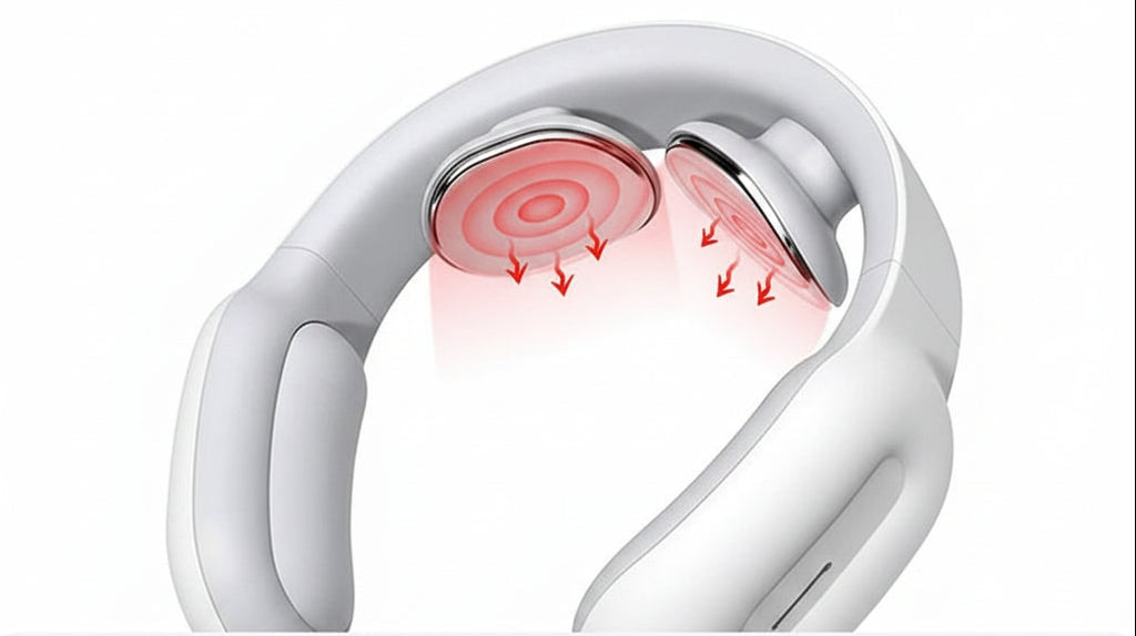 Neck and Nape Massager with Electrical Stimulation, Heating, and Remote Control, Back Massager