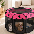 Portable Foldable Dog & Cat Playpen for Home, Travel & Camping - Breathable Space-Saving Pet Pen with Carry Bag