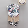 Baby Boy Summer Outfit Set with Pull On Top and Elastic Shorts, 2 Piece