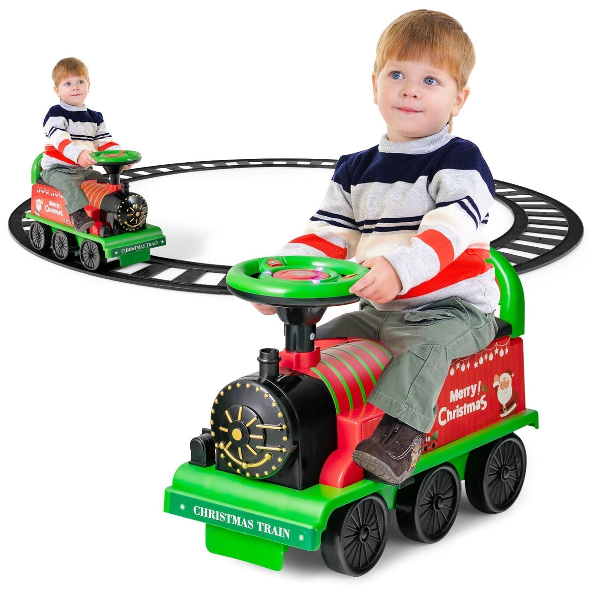 Riafu Ride-on | Kid's Rechargeable Ride On Toy Train And Track Set 6V