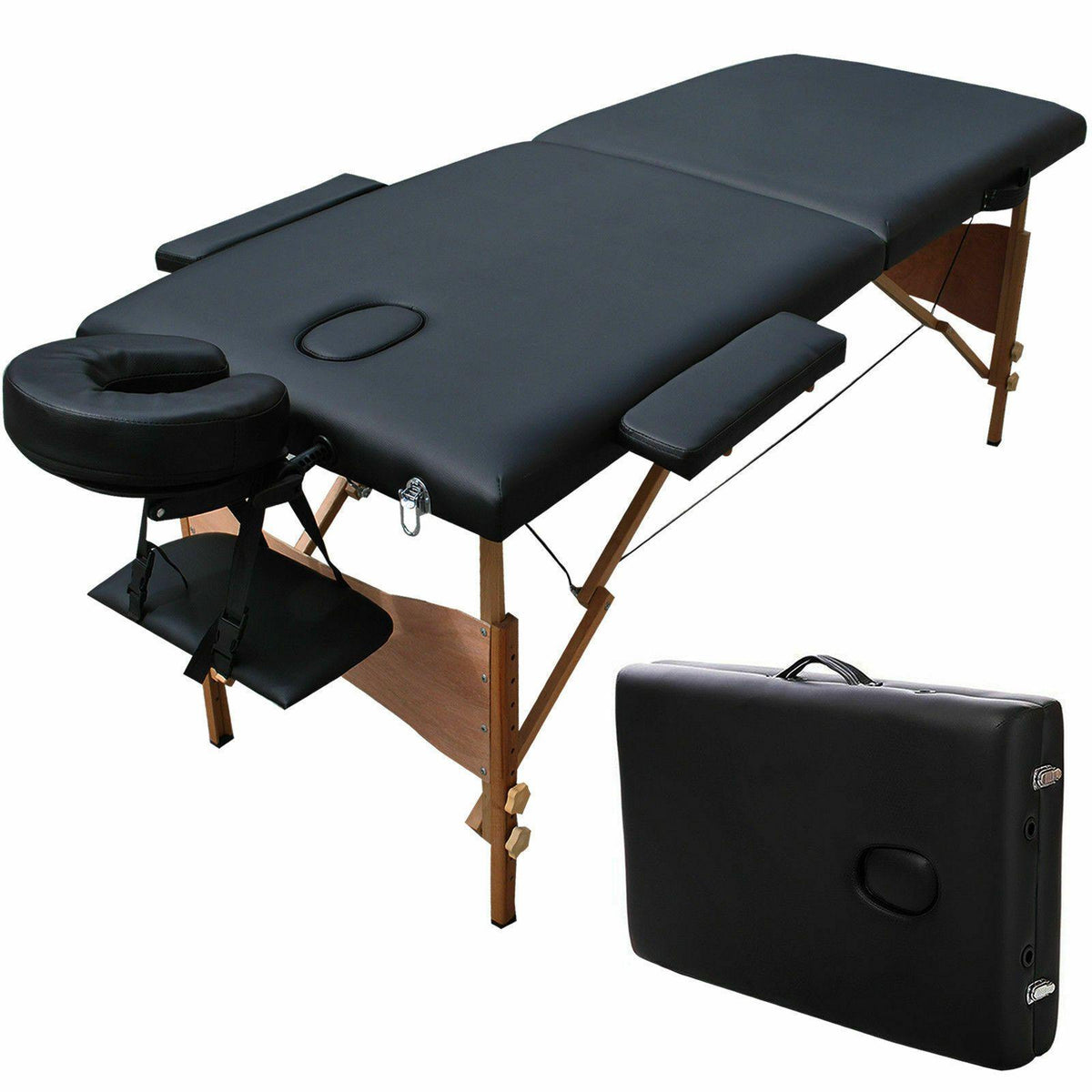 Riafu Foldable Massage Table with Adjustable Height – Includes Free Carry Case